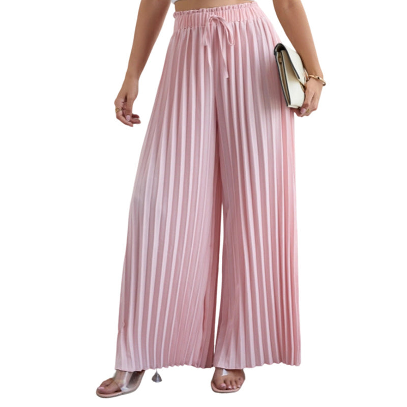 GABRIELA - Pantalones de vestir palazzo de tejido plisa y corte extra ancho con cordón ajustador™