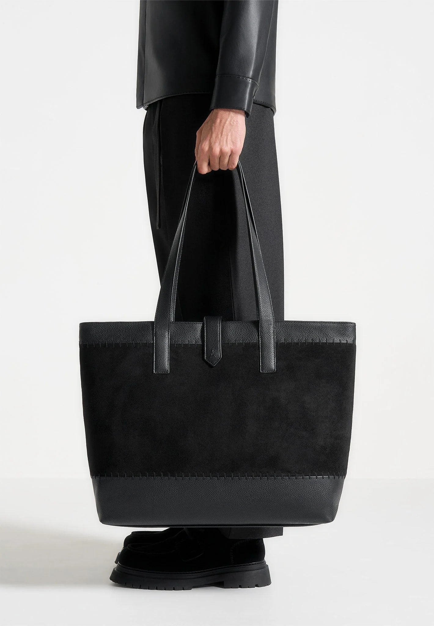 RAYAN- Bolso Premium de Ante y Piel Granulada con Puntada Artesanal™
