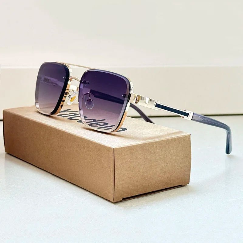 LUCAS - Gafas de sol rectangulares con montura metálica y puente doble™