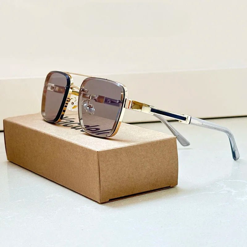 LUCAS - Gafas de sol rectangulares con montura metálica y puente doble™