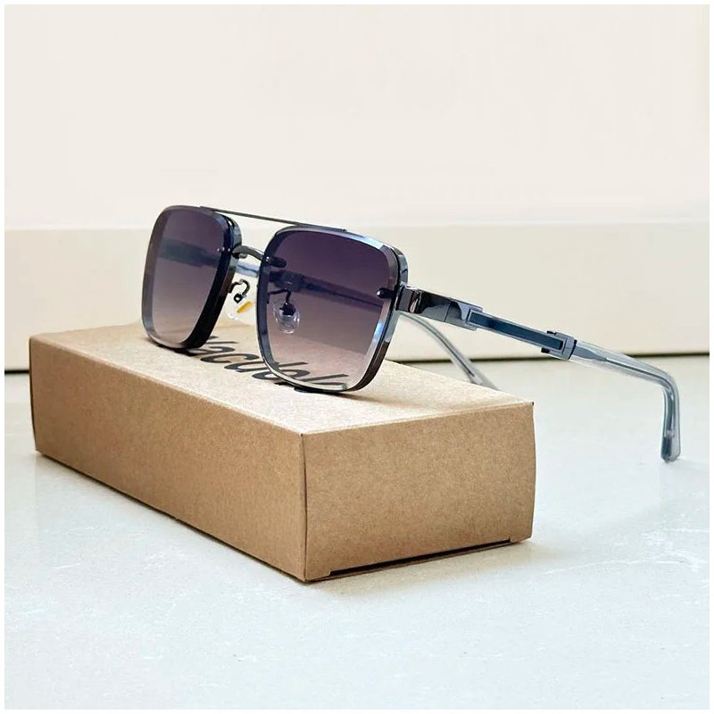 LUCAS - Gafas de sol rectangulares con montura metálica y puente doble™