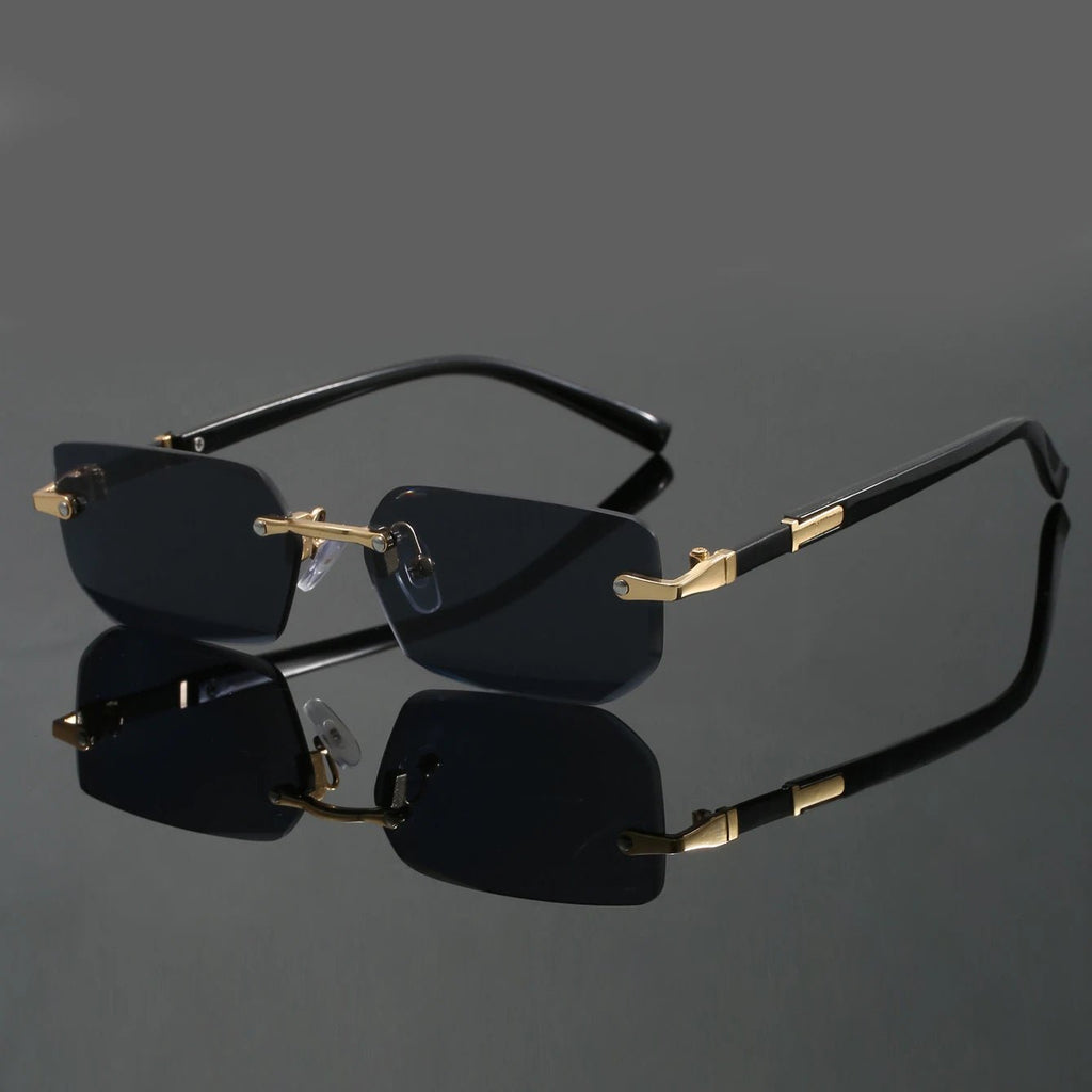 MARTÍN - Gafas de sol rectangulares sin montura con biseles dorados y patillas de acetato™