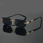MARTÍN - Gafas de sol rectangulares sin montura con biseles dorados y patillas de acetato™