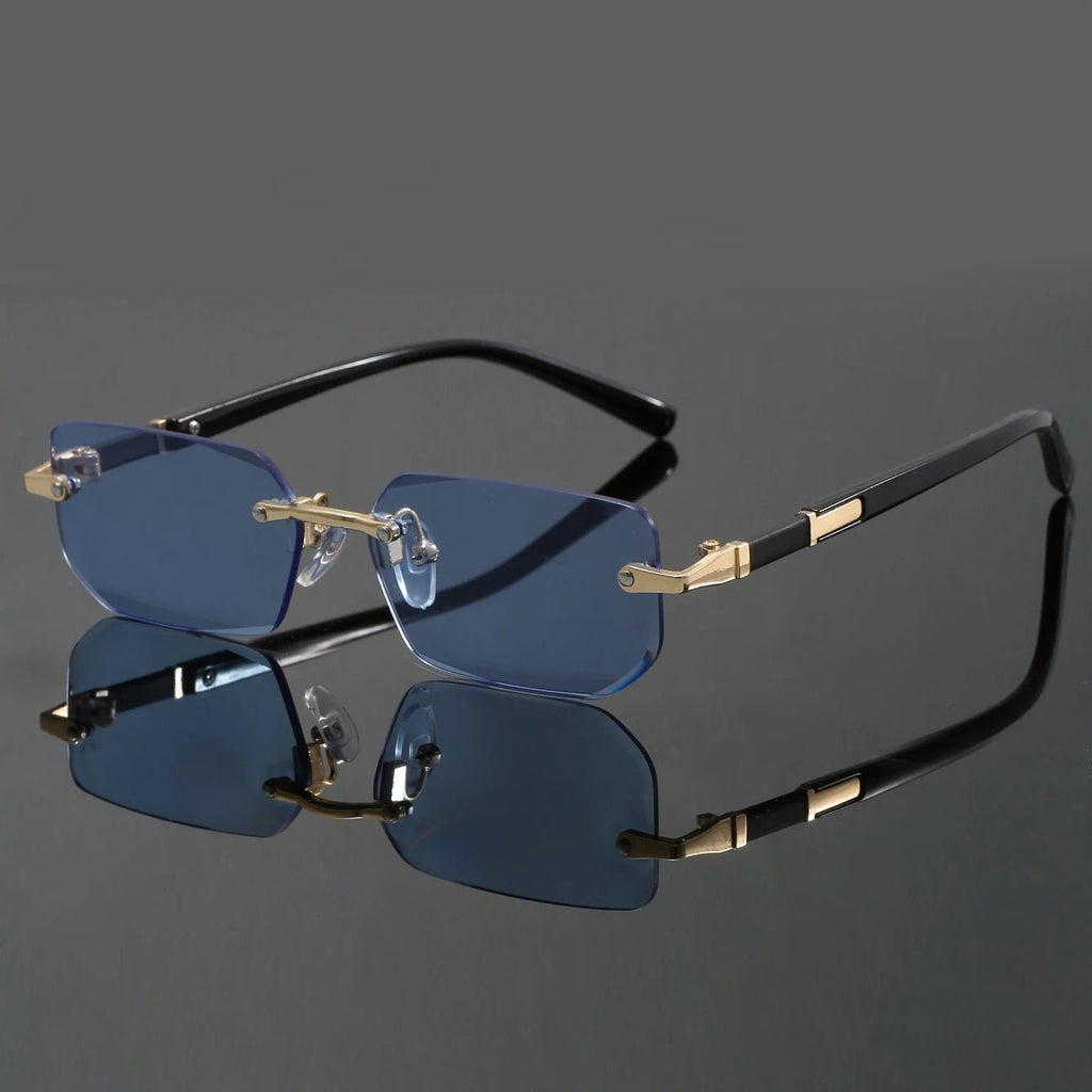 MARTÍN - Gafas de sol rectangulares sin montura con biseles dorados y patillas de acetato™