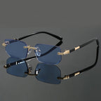 MARTÍN - Gafas de sol rectangulares sin montura con biseles dorados y patillas de acetato™