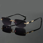 MARTÍN - Gafas de sol rectangulares sin montura con biseles dorados y patillas de acetato™