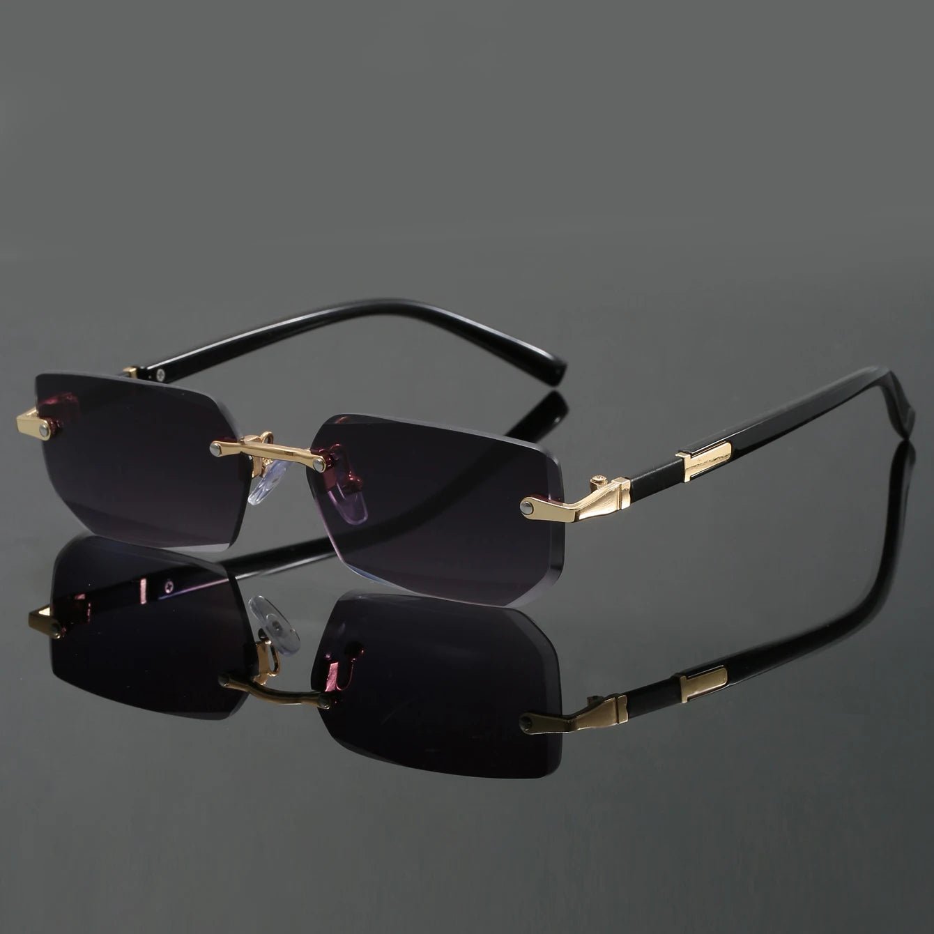 MARTÍN - Gafas de sol rectangulares sin montura con biseles dorados y patillas de acetato™