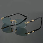 MARTÍN - Gafas de sol rectangulares sin montura con biseles dorados y patillas de acetato™
