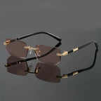 MARTÍN - Gafas de sol rectangulares sin montura con biseles dorados y patillas de acetato™