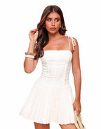 HELENA - Minivestido corset plisado en blanco puro™