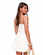 HELENA - Minivestido corset plisado en blanco puro™